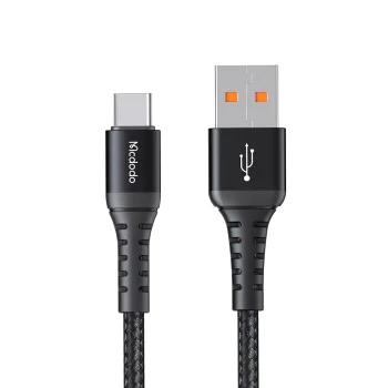 Кабел за данни – Mcdodo (CA-2271) – USB → Type-C, найлон оплетка, алуминий, QC4.0/3.0, 1m – Черен