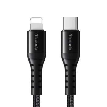 Кабел за данни – Mcdodo (CA-5631) – Type-C → Lightning, найлон оплетка, алуминий, PD36W, 1m – Черен