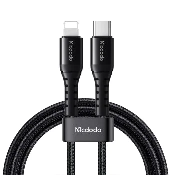 Кабел за данни – Mcdodo (CA-5631) – Type-C → Lightning, найлон оплетка, алуминий, PD36W, 1m – Черен