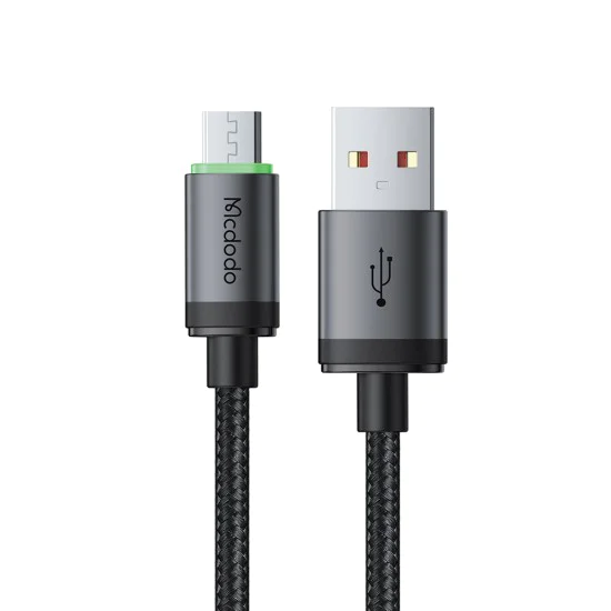 Кабел за данни – Mcdodo (CA-3990) – USB → Micro-USB, найлон оплетка, алуминий, QC4.0, 1m – Черен