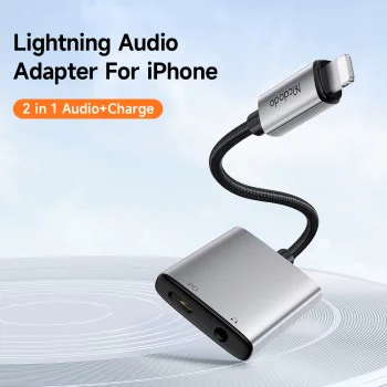 Аудио адаптер Wales Series (CA-5540) - Mcdodo - Lightning към Lightning + Jack 3.5мм, 12.5см - Сиво