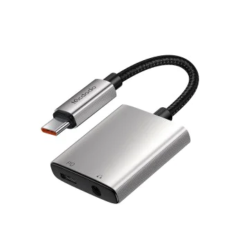 Аудио адаптер Wales Series (CA-5050) - Mcdodo - Type-C към Type-C + Jack 3.5мм, PD 60W - Сиво