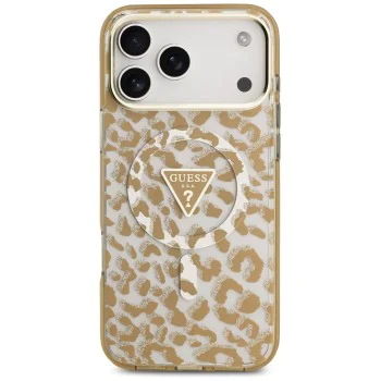 Калъф за iPhone 17 Pro Max - Guess - Леопардов блясък MagSafe (GUHMP17XHLEGTGLW) - Кафяв