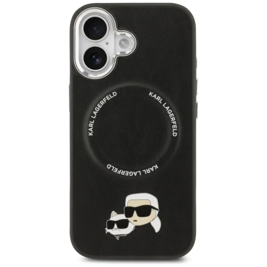Калъф за iPhone 17 - Karl Lagerfeld - Leather K&C Pins MagSafe (KLHMP17SPSMRKCK) - Черен