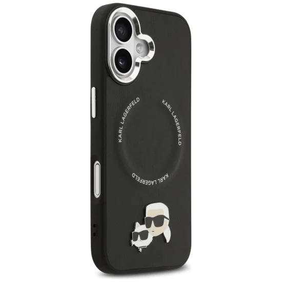 Калъф за iPhone 17 - Karl Lagerfeld - Leather K&C Pins MagSafe (KLHMP17SPSMRKCK) - Черен