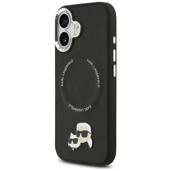 Калъф за iPhone 17 - Karl Lagerfeld - Leather K&C Pins MagSafe (KLHMP17SPSMRKCK) - Черен