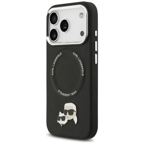Калъф за iPhone 17 Pro - Karl Lagerfeld - Leather K&C Pins MagSafe (KLHMP17LPSMLRKCK) - Черен