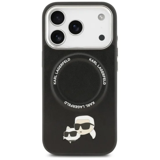 Калъф за iPhone 17 Pro - Karl Lagerfeld - Leather K&C Pins MagSafe (KLHMP17LPSMLRKCK) - Черен