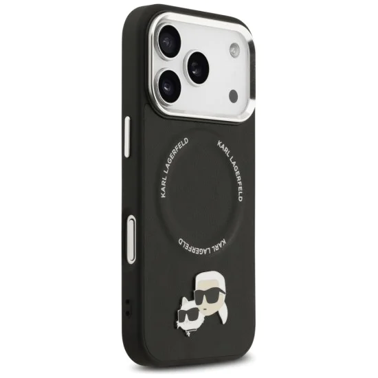 Калъф за iPhone 17 Pro - Karl Lagerfeld - Leather K&C Pins MagSafe (KLHMP17LPSMLRKCK) - Черен