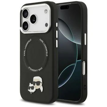 Калъф за iPhone 17 Pro - Karl Lagerfeld - Leather K&C Pins MagSafe (KLHMP17LPSMLRKCK) - Черен