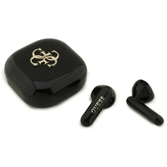 Guess - Безжични слушалки 4G с метално лого (GUTWSJ7HE4GK) - Bluetooth, True Wireless Stereo, USB-C, В ушите - Черни
