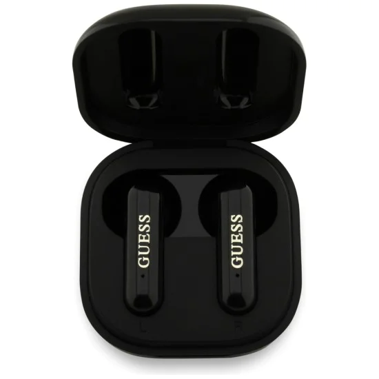Guess - Безжични слушалки 4G с метално лого (GUTWSJ7HE4GK) - Bluetooth, True Wireless Stereo, USB-C, В ушите - Черни