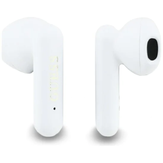 Guess - Безжични слушалки 4G с метално лого (GUTWSJ7HE4GH) - Bluetooth, True Wireless Stereo, USB-C, За в ушите - Бяла