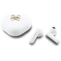Guess - Безжични слушалки 4G с метално лого (GUTWSJ7HE4GH) - Bluetooth, True Wireless Stereo, USB-C, За в ушите - Бяла