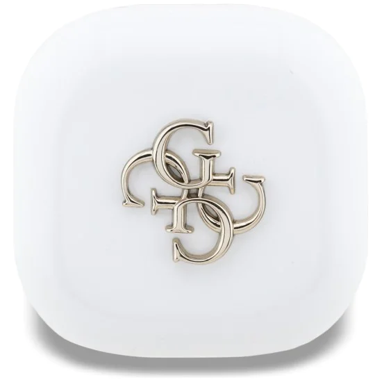 Guess - Безжични слушалки 4G с метално лого (GUTWSJ7HE4GH) - Bluetooth, True Wireless Stereo, USB-C, За в ушите - Бяла
