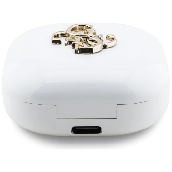 Guess - Безжични слушалки 4G с метално лого (GUTWSJ7HE4GH) - Bluetooth, True Wireless Stereo, USB-C, За в ушите - Бяла