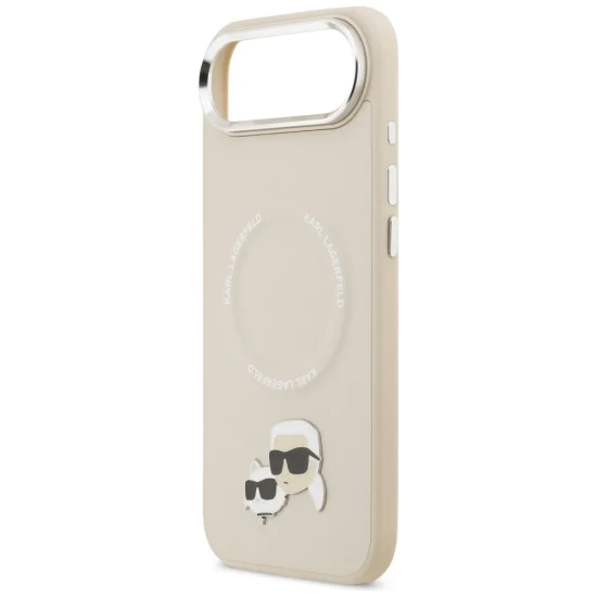 Калъф за iPhone 17 Air - Karl Lagerfeld - Leather K&C Pins MagSafe (KLHMP17MPSMLRKCE) - Бежов
