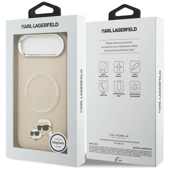 Калъф за iPhone 17 Air - Karl Lagerfeld - Leather K&C Pins MagSafe (KLHMP17MPSMLRKCE) - Бежов