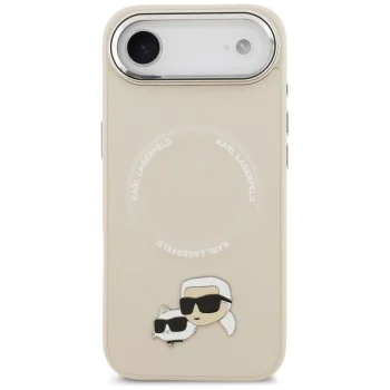 Калъф за iPhone 17 Air - Karl Lagerfeld - Leather K&C Pins MagSafe (KLHMP17MPSMLRKCE) - Бежов