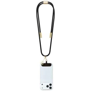 Guess - Кабел за данни CBDY 4G Charm (GUCCUCNY4GDK) - USB-C към USB-C, бързо зареждане, регулируема каишка, защитна капачка, 1.5 м - черен