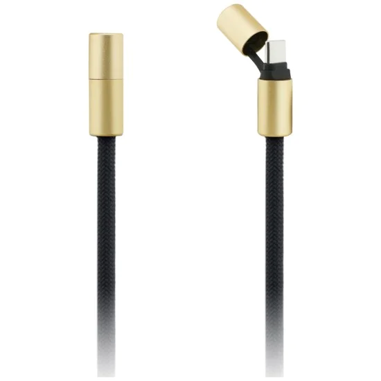 Guess - Кабел за данни CBDY 4G Charm (GUCCUCNY4GDK) - USB-C към USB-C, бързо зареждане, регулируема каишка, защитна капачка, 1.5 м - черен