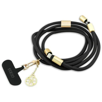 Guess - Кабел за данни CBDY 4G Charm (GUCCUCNY4GDK) - USB-C към USB-C, бързо зареждане, регулируема каишка, защитна капачка, 1.5 м - черен