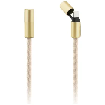 Кабел за данни / зареждане – Guess (GUCCUCNY4GDE) CBDY 4G Charm – USB-C към USB-C, Fast Charge, регулируема каишка, защитна капачка, 1.5m – Бежов