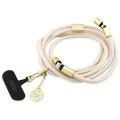 Кабел за данни / зареждане – Guess (GUCCUCNY4GDE) CBDY 4G Charm – USB-C към USB-C, Fast Charge, регулируема каишка, защитна капачка, 1.5m – Бежов