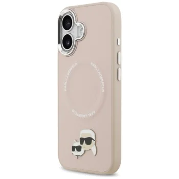 Калъф за iPhone 17 - Karl Lagerfeld - Leather калъф Karl & Choupette с MagSafe щифтове (KLHMP17SPSMRKCP) - Розов
