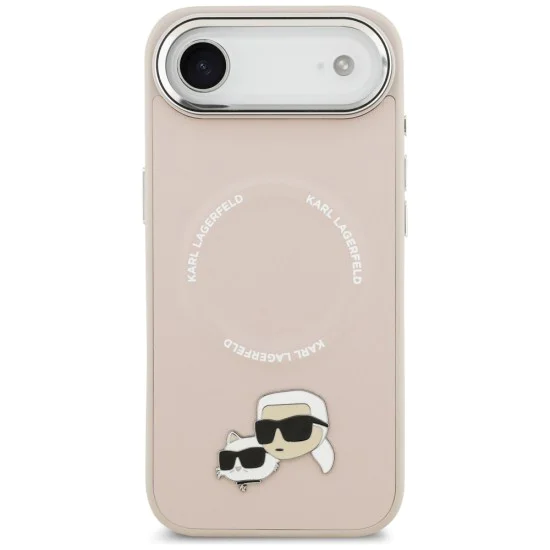 Калъф за iPhone 17 Air - Karl Lagerfeld - Leather Karl & Choupette Pins MagSafe (KLHMP17MPSMLRKCP) - Розов