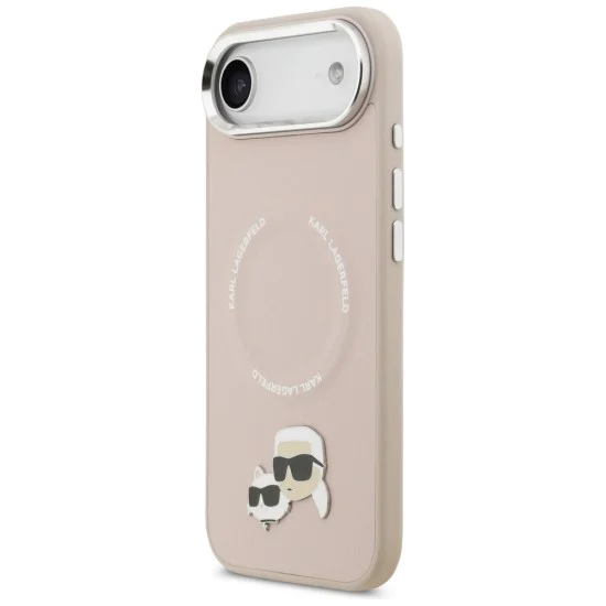 Калъф за iPhone 17 Air - Karl Lagerfeld - Leather Karl & Choupette Pins MagSafe (KLHMP17MPSMLRKCP) - Розов
