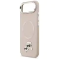 Калъф за iPhone 17 Air - Karl Lagerfeld - Leather Karl & Choupette Pins MagSafe (KLHMP17MPSMLRKCP) - Розов