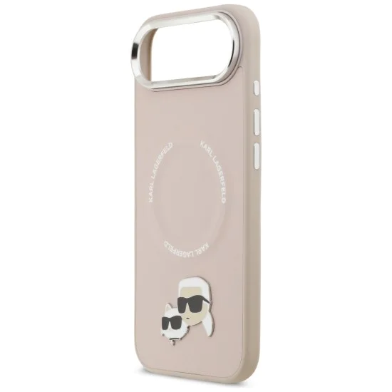 Калъф за iPhone 17 Air - Karl Lagerfeld - Leather Karl & Choupette Pins MagSafe (KLHMP17MPSMLRKCP) - Розов