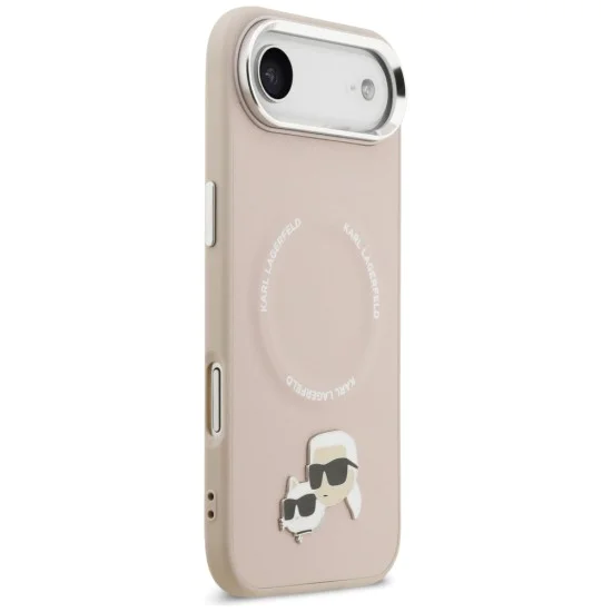 Калъф за iPhone 17 Air - Karl Lagerfeld - Leather Karl & Choupette Pins MagSafe (KLHMP17MPSMLRKCP) - Розов