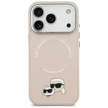 Калъф за iPhone 17 Pro - Karl Lagerfeld - Leather Karl & Choupette Pins MagSafe (KLHMP17LPSMLRKCP) - Розов