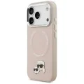 Калъф за iPhone 17 Pro - Karl Lagerfeld - Leather Karl & Choupette Pins MagSafe (KLHMP17LPSMLRKCP) - Розов