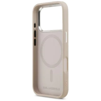 Калъф за iPhone 17 Pro Max - Karl Lagerfeld - Leather с щифтове Karl & Choupette с MagSafe (KLHMP17XPSMLRKCP) - Розов