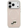 Калъф за iPhone 17 Pro Max - Karl Lagerfeld - Leather с щифтове Karl & Choupette с MagSafe (KLHMP17XPSMLRKCP) - Розов