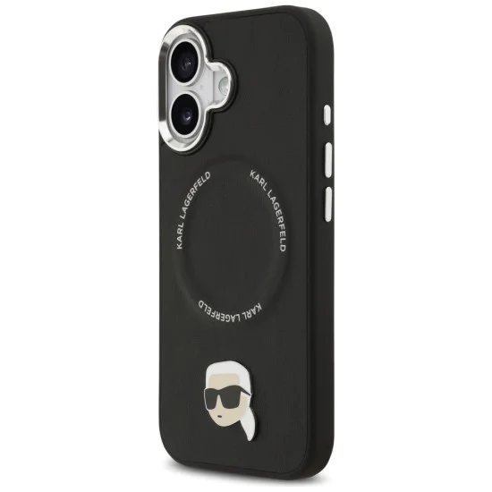 Калъф за iPhone 17 - Karl Lagerfeld - Leather Karl Pin MagSafe (KLHMP17SPSMLRKLK) - Черен