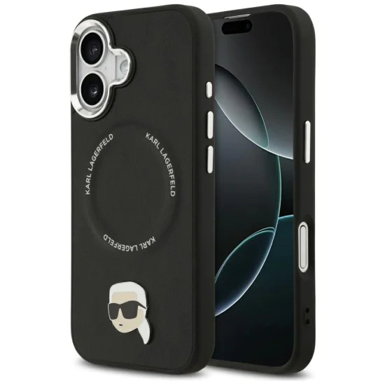Калъф за iPhone 17 - Karl Lagerfeld - Leather Karl Pin MagSafe (KLHMP17SPSMLRKLK) - Черен