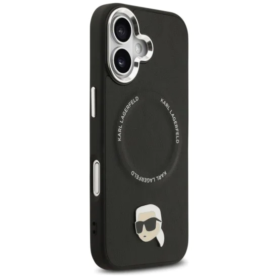 Калъф за iPhone 17 - Karl Lagerfeld - Leather Karl Pin MagSafe (KLHMP17SPSMLRKLK) - Черен