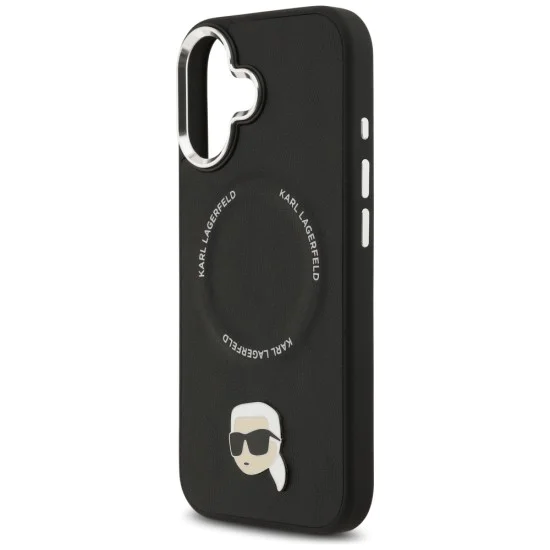 Калъф за iPhone 17 - Karl Lagerfeld - Leather Karl Pin MagSafe (KLHMP17SPSMLRKLK) - Черен