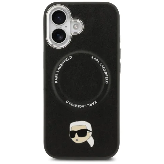 Калъф за iPhone 17 - Karl Lagerfeld - Leather Karl Pin MagSafe (KLHMP17SPSMLRKLK) - Черен
