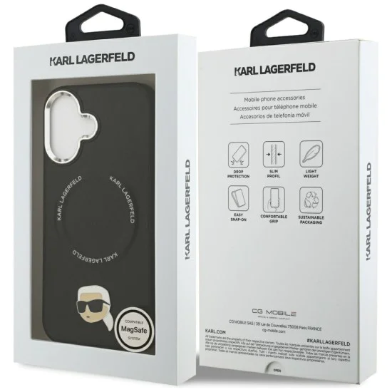Калъф за iPhone 17 - Karl Lagerfeld - Leather Karl Pin MagSafe (KLHMP17SPSMLRKLK) - Черен