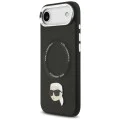 Калъф за iPhone 17 Air - Karl Lagerfeld Leather Karl Pin MagSafe - Черен