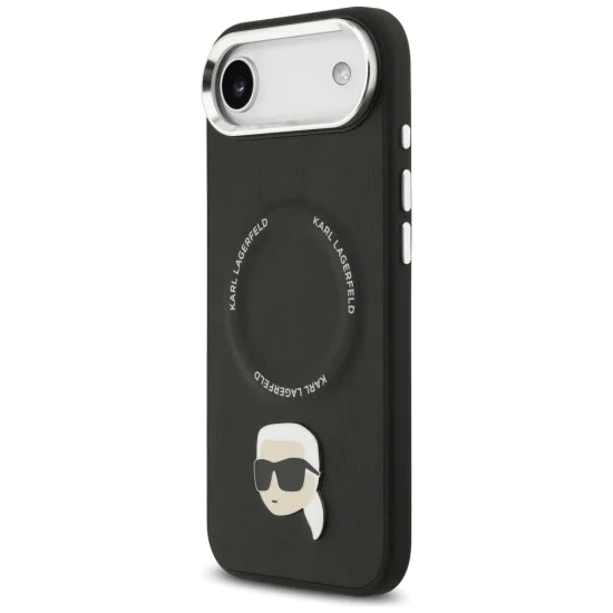 Калъф за iPhone 17 Air - Karl Lagerfeld Leather Karl Pin MagSafe - Черен