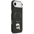 Калъф за iPhone 17 Air - Karl Lagerfeld Leather Karl Pin MagSafe - Черен