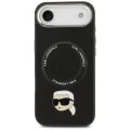 Калъф за iPhone 17 Air - Karl Lagerfeld Leather Karl Pin MagSafe - Черен