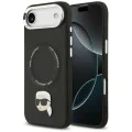 Калъф за iPhone 17 Air - Karl Lagerfeld Leather Karl Pin MagSafe - Черен