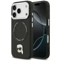 Калъф за iPhone 17 Pro - Karl Lagerfeld - Leather Karl Pin MagSafe (KLHMP17LPSMLRKLK) - Черен